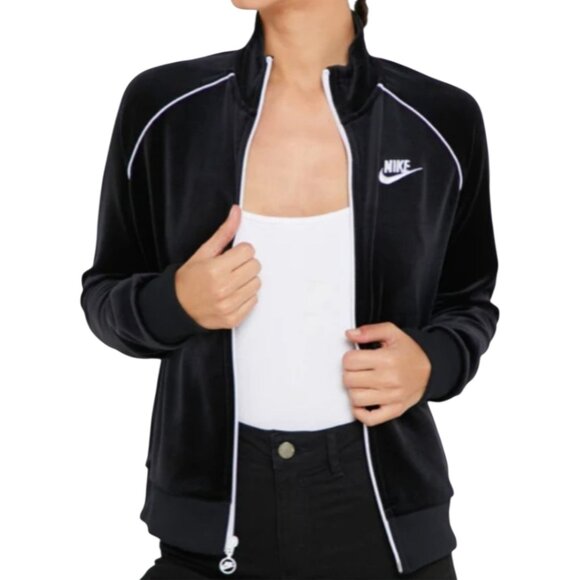 Women's NIKE Black Velour Full Zip Jacket sz XXL - Picture 1 of 8
